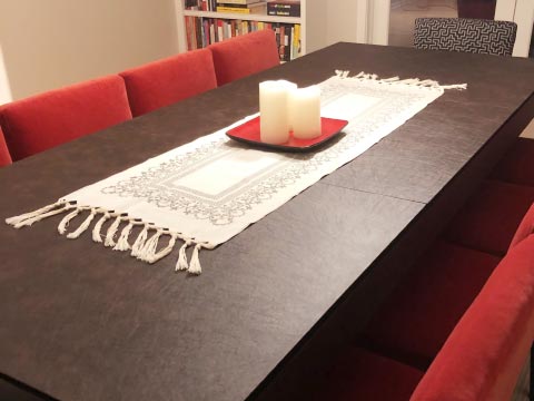 Dining room table protector with candles