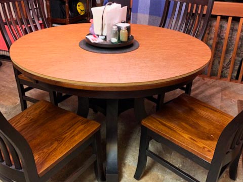 Round shaped oak wood dining table pad