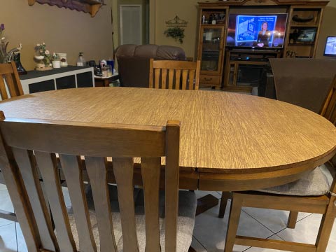 Oval oak wood dining room table protector pad