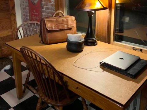Full desktop protective cover pad for oak desk