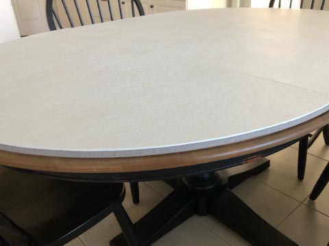 White oval dining table protector