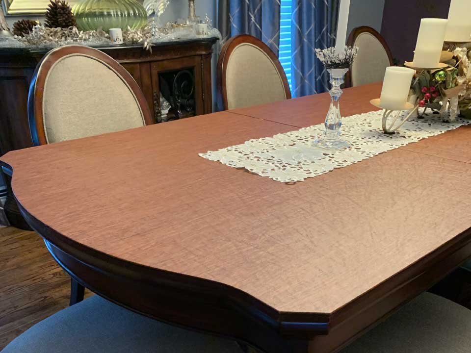 Dining table pad custom ends